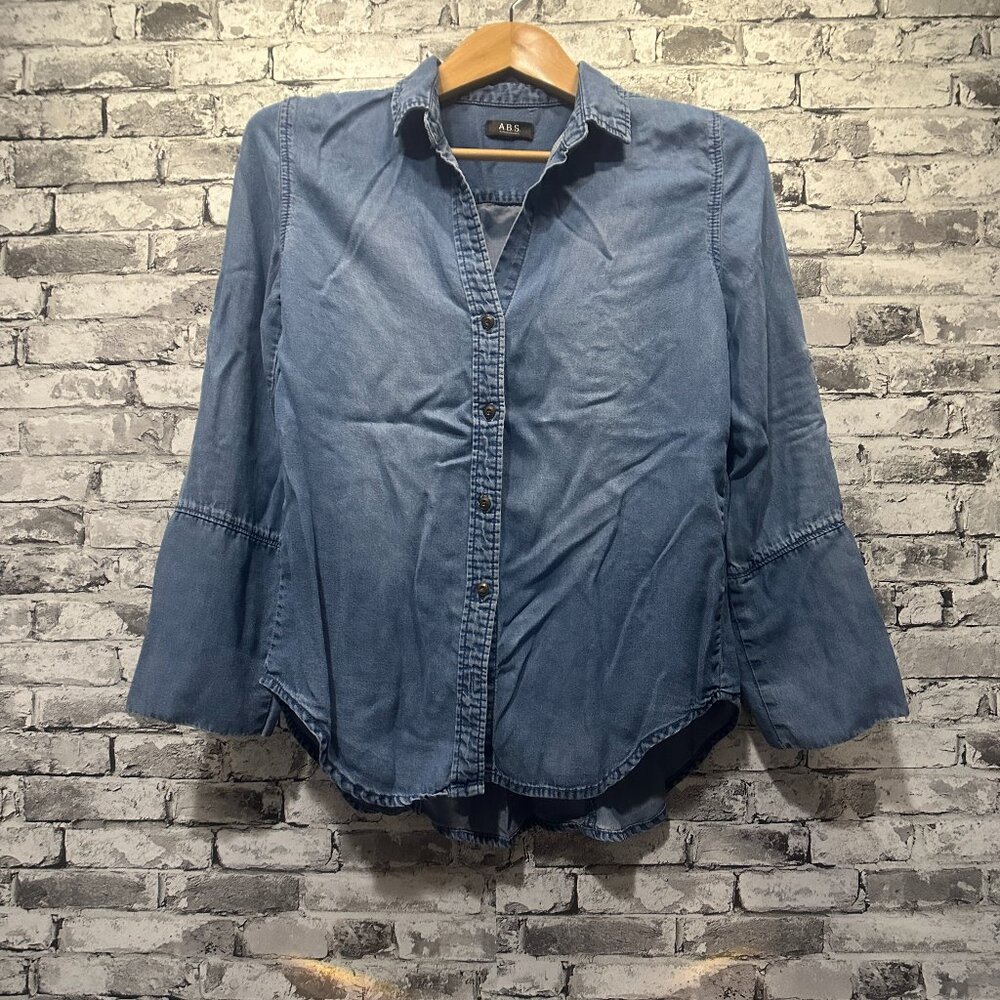 EUC A.B.S By Allen Schwaatz Cloth Stone Tencel Button Down Shirt Women's Size 6